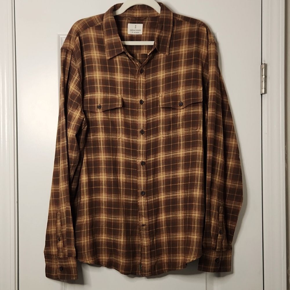 Mutual Weave Plaid Flannel Shirt - Size XL